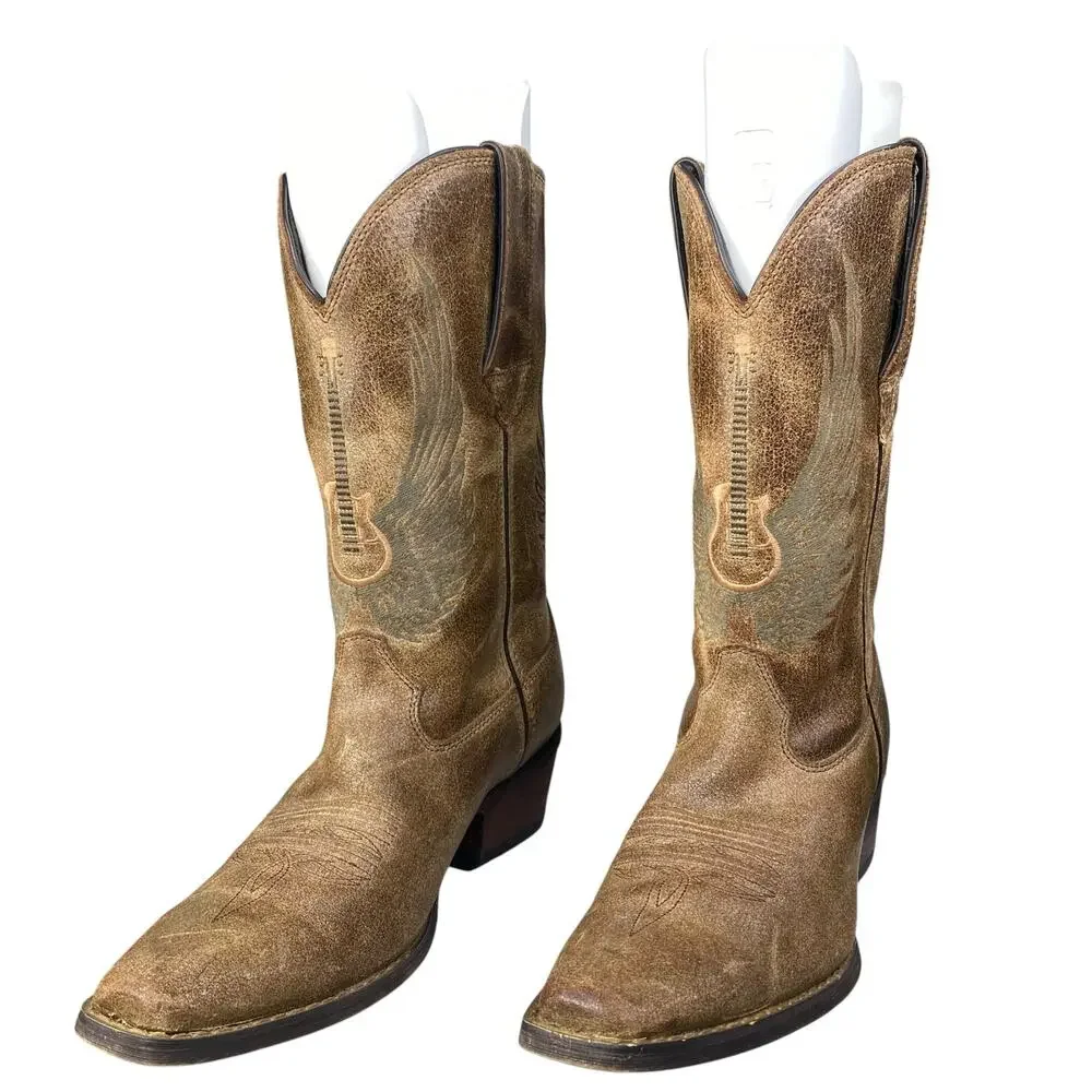 Durango Men’s Gambler Flying Guitar Brown Leather Cowboy Boot Size US 9